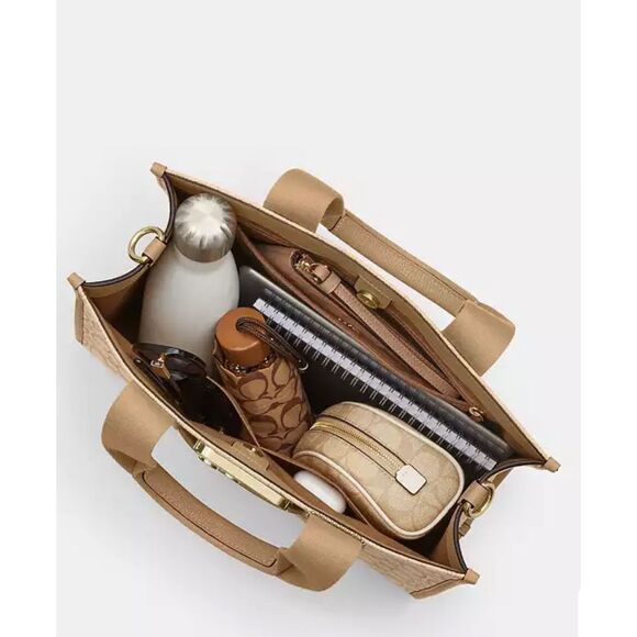 🔥🎁NWT! Coach Smith Tote Bag in Sig Jacquard Canvas Khaki Multi CY367 Msrp:$428 - Picture 11 of 14